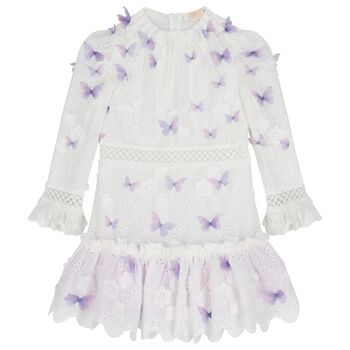 Girls White Floral Butterfly Dress