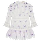 Girls White Floral Butterfly Dress, 1, hi-res