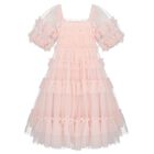 Girls Pink Ruffled Tulle Dress, 1, hi-res