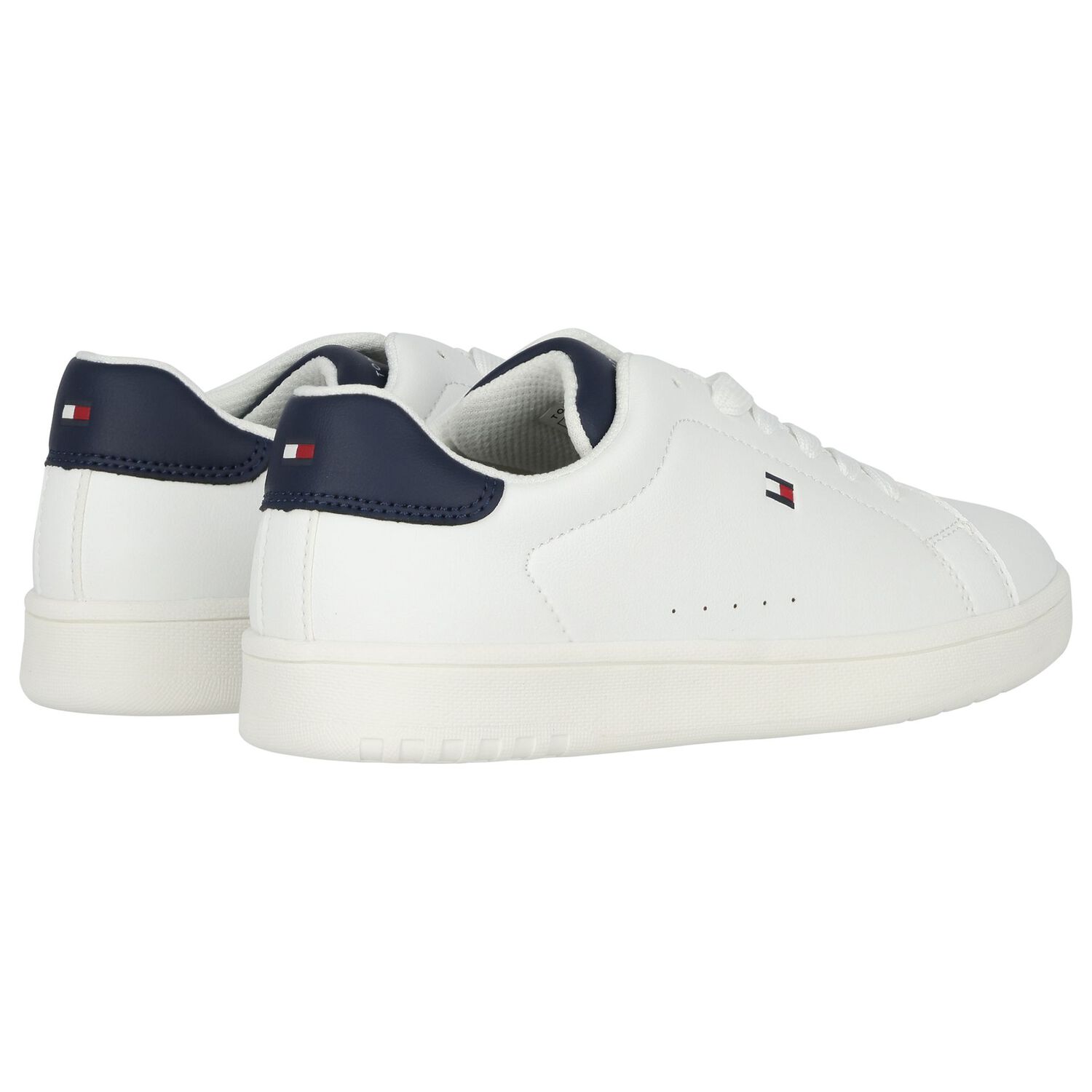 Boys White & Blue Logo Leather Trainers, 1, hi-res image number null