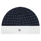 Baby Boys Navy Blue & White Pima Cotton Logo Hat, 1, hi-res