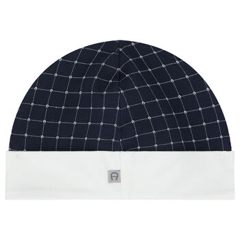 Baby Boys Navy Blue & White Pima Cotton Logo Hat