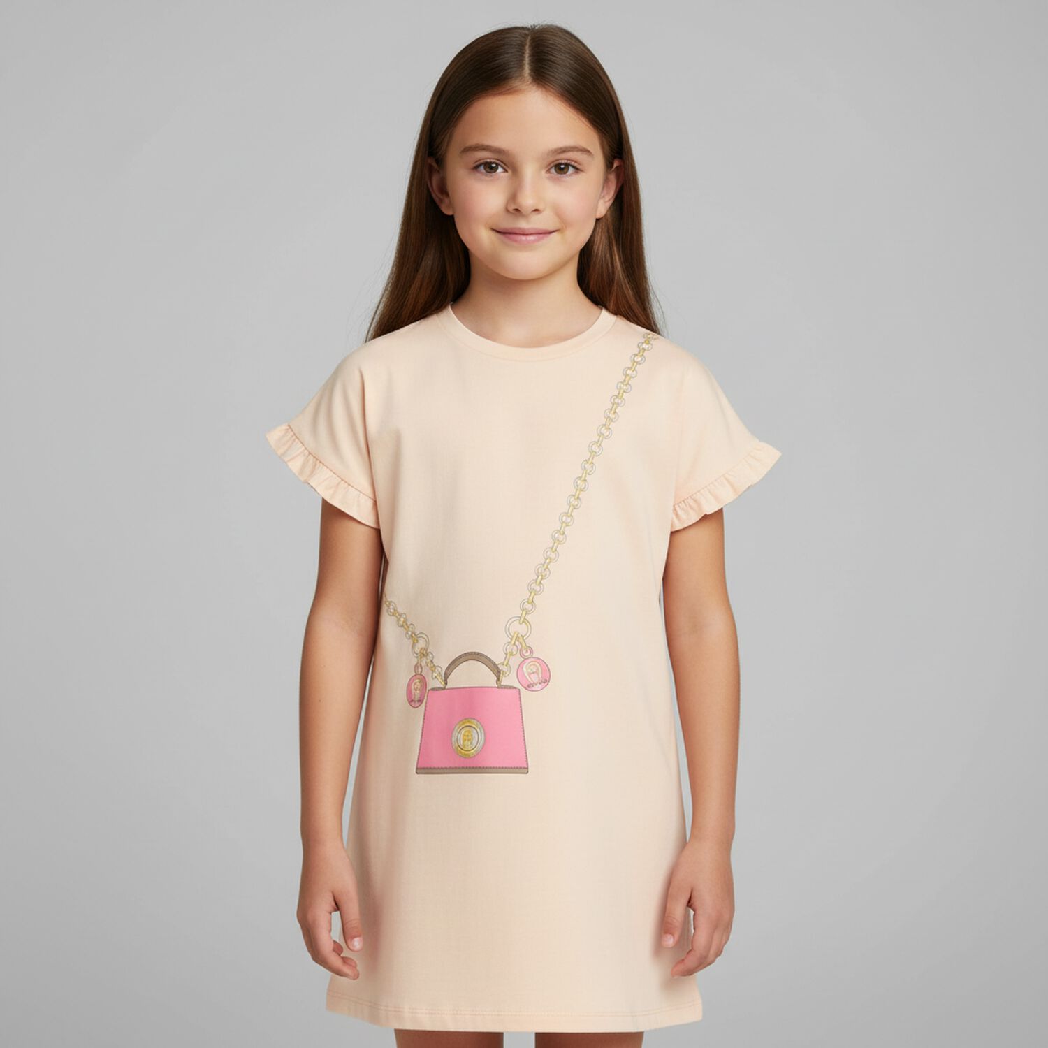 Girls Pink Logo Bag Dress, 2, hi-res