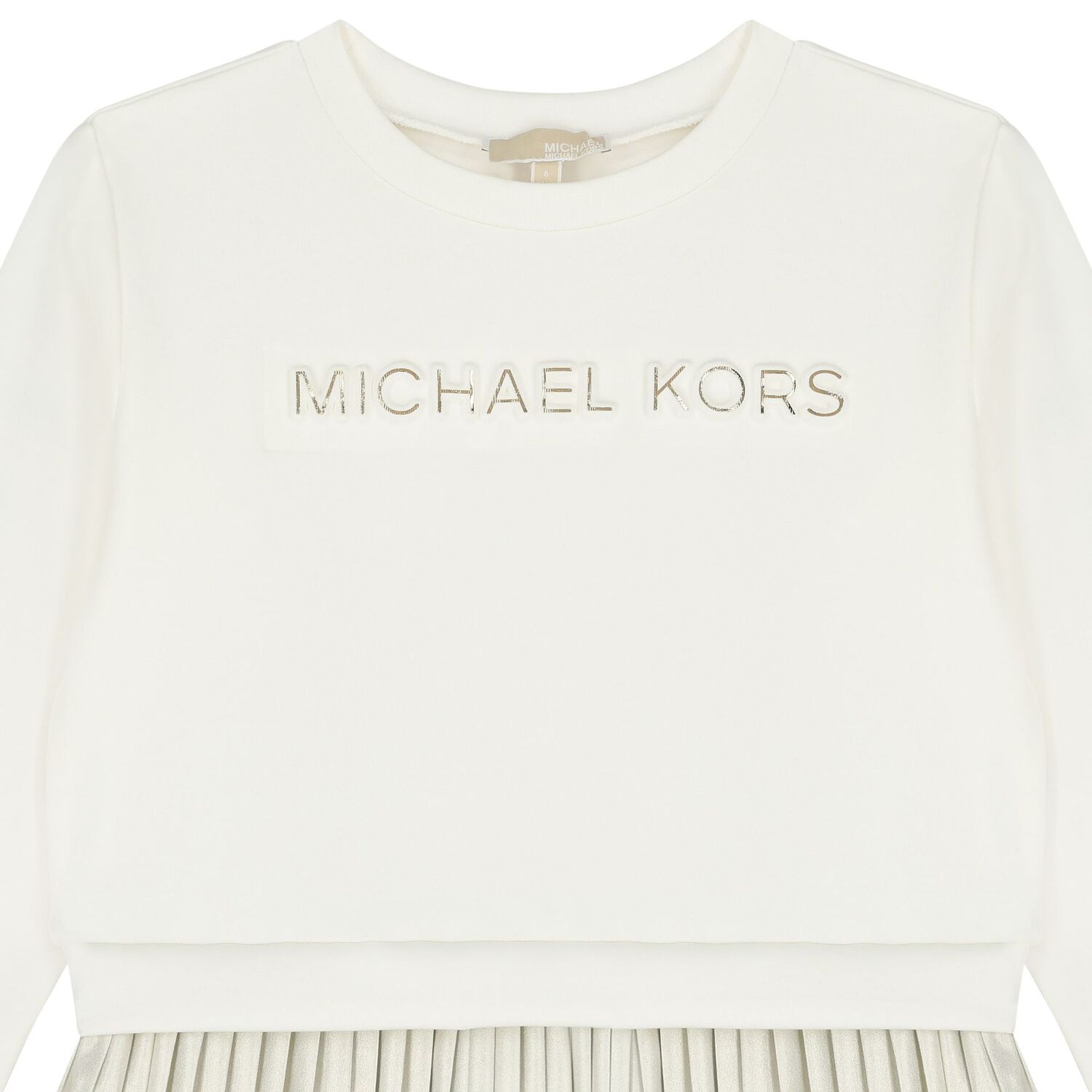 Girls Ivory & Gold Pleated Dress, 1, hi-res image number null