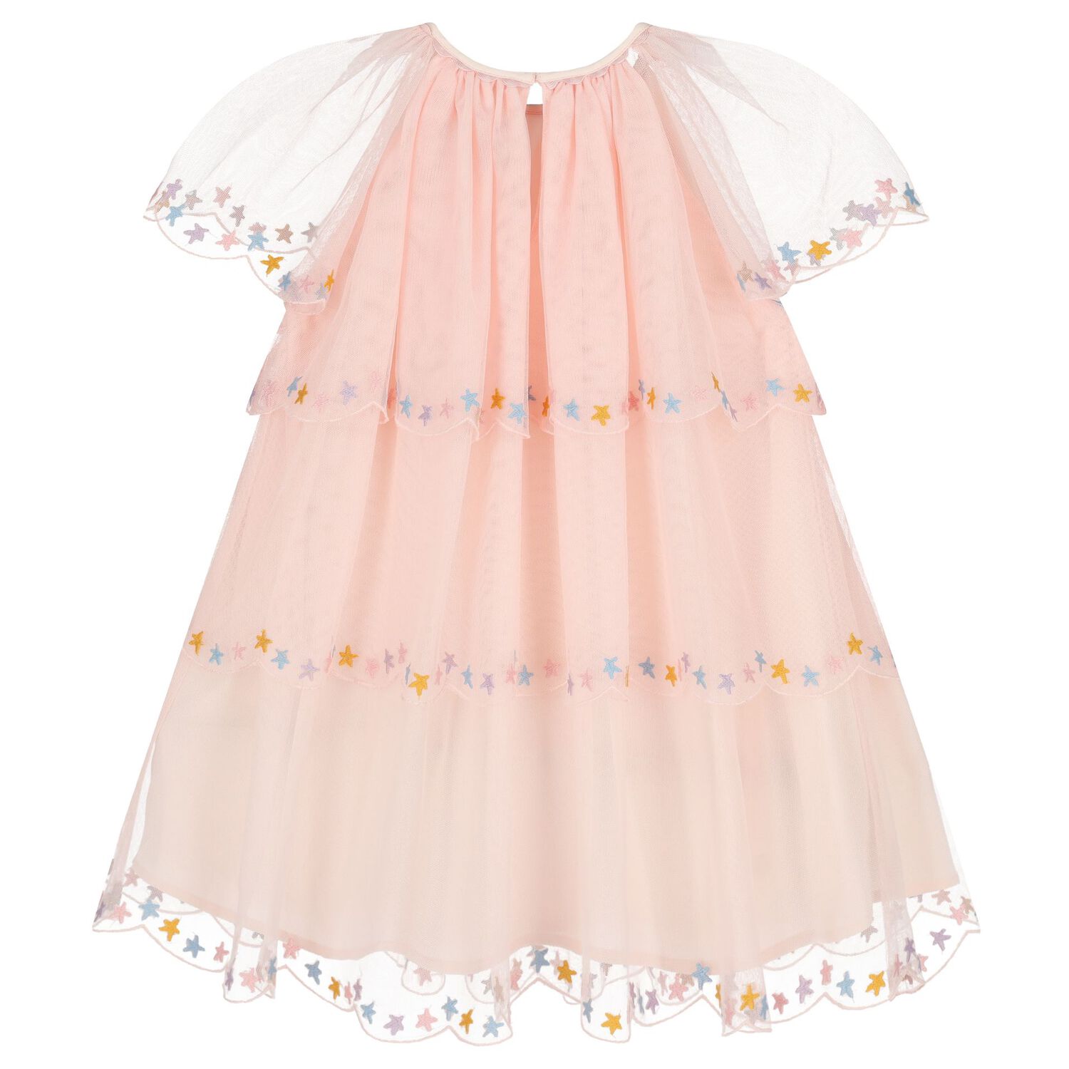Girls Pink Star & Layered Tulle Dress, 1, hi-res