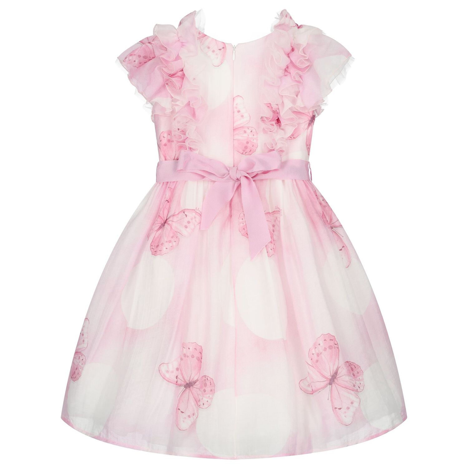 Girls Pink Ruffled Butterfly Dress, 1, hi-res