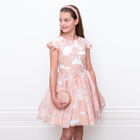Girls Pink & Gold Organza Dress, 1, hi-res