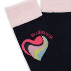Girls Navy Blue & Pink Heart Socks, 1, hi-res