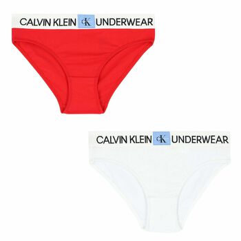 Girls Red & White Bikini Brief (2 Pack)