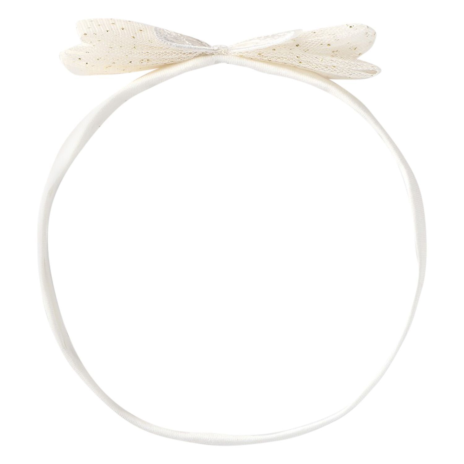 Baby Girls Ivory Tulle Bow Headband, 1, hi-res