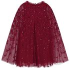 Girls Red Embroidered & Sequinned Tulle Cape Dress, 1, hi-res