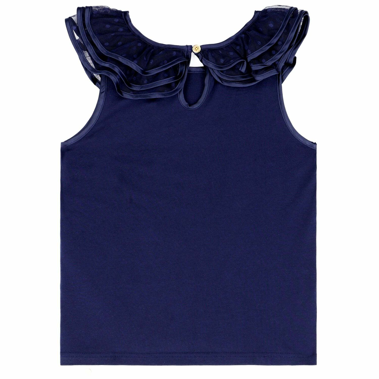 تيشيرت قطن باللون الكحلى للبنات, 1, hi-res