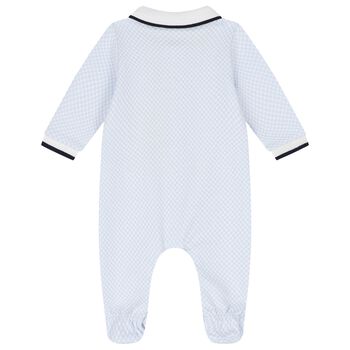 Baby Boys Blue & White Logo Babygrow