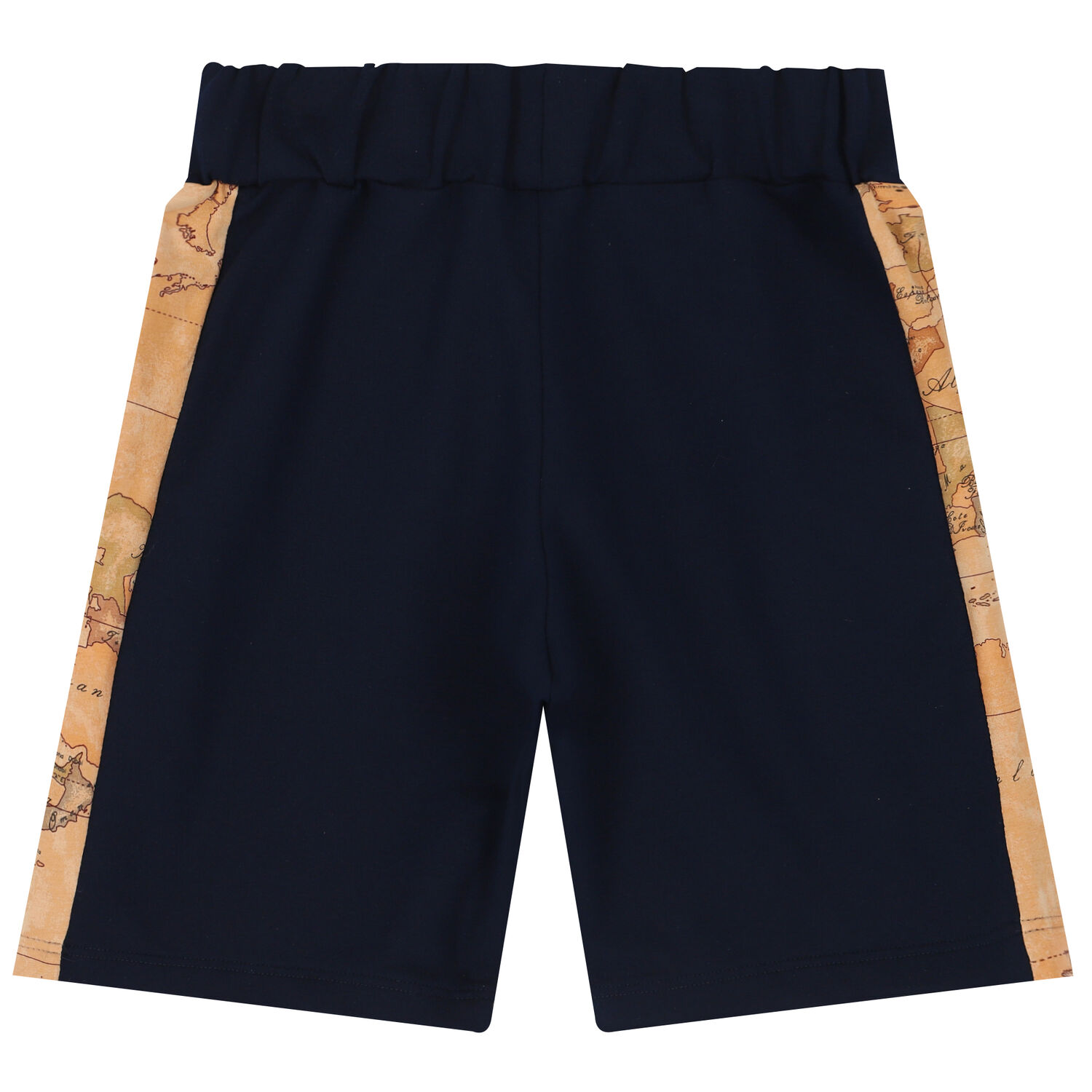 Boys Navy Blue & Beige Geo Map Shorts, 1, hi-res