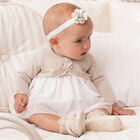 Baby Girls Gold Bolero Cardigan, 1, hi-res