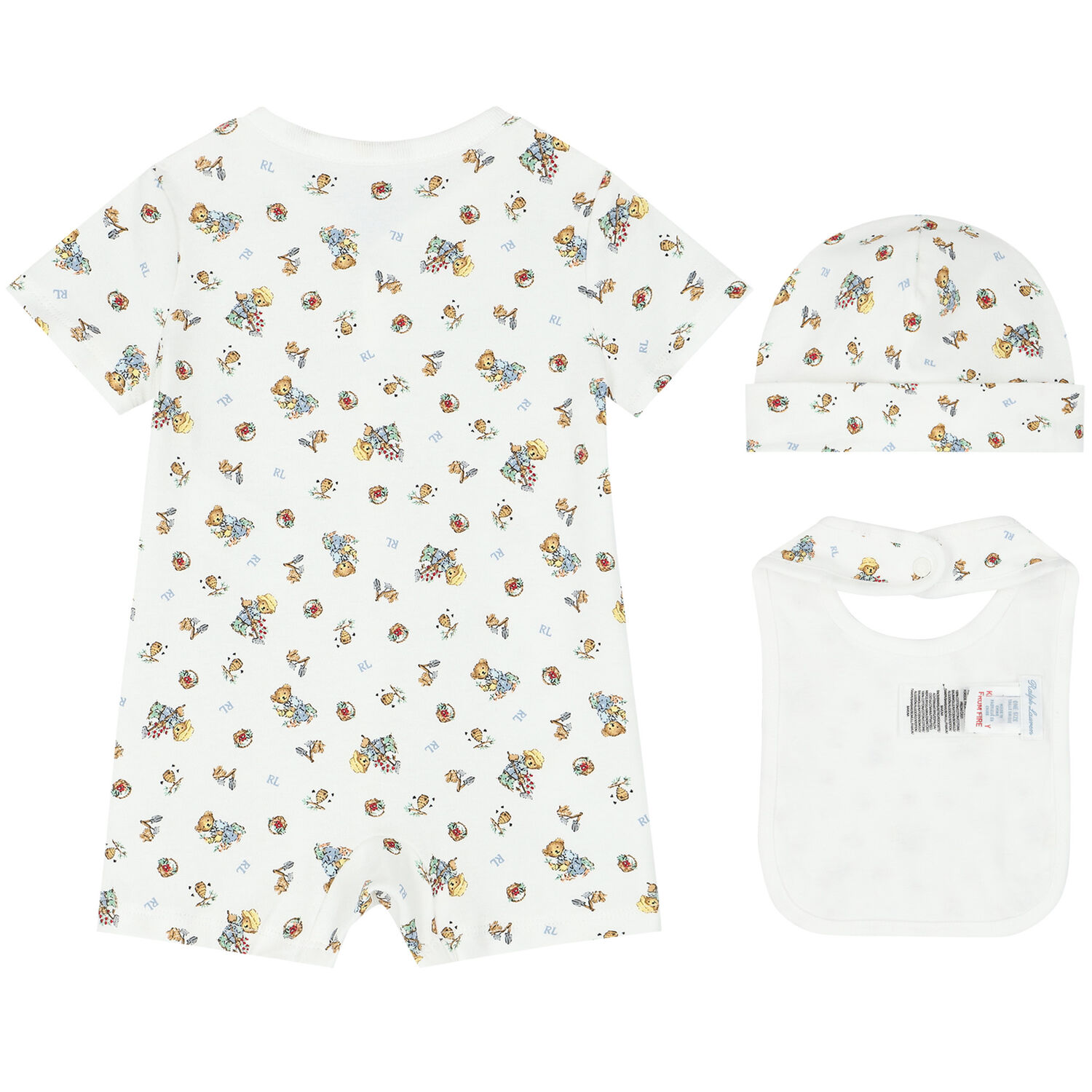 White Polo Bear Romper Gift Set, 1, hi-res