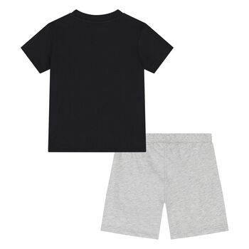 Younger Black & Grey Teddy Bear Logo Shorts Set