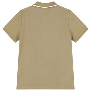 Boys Mini Me Beige Logo Polo Shirt