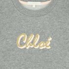 سترة باكمام بالشعار باللون الرمادي للبنات, 1, hi-res