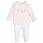 طقم لغنز أبيض ووردي اللون للبنات, 1, hi-res