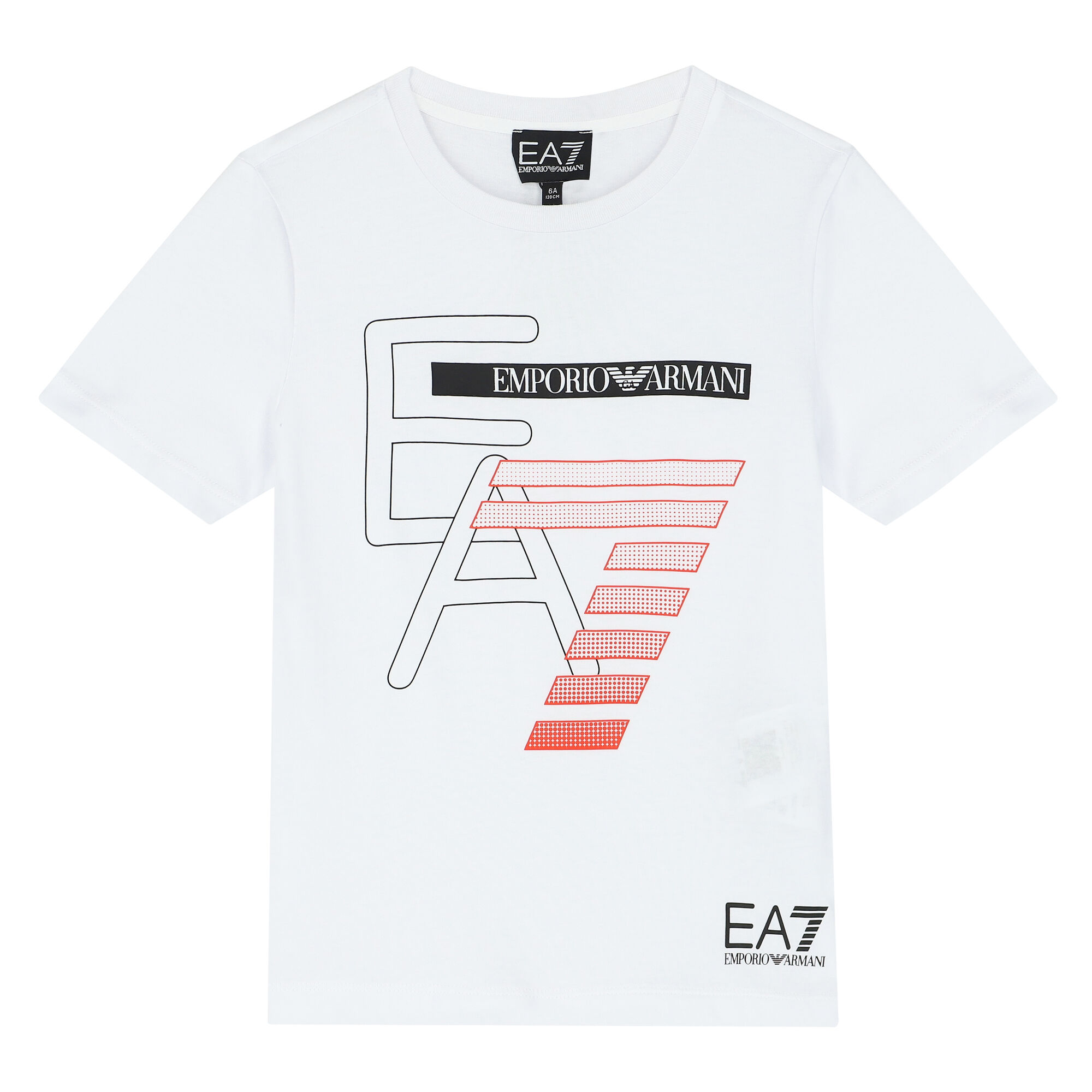 EA7 Emporio Armani Boys White Logo T Shirt Junior Couture QA