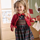 Girls Navy Blue Tartan Dress, 1, hi-res