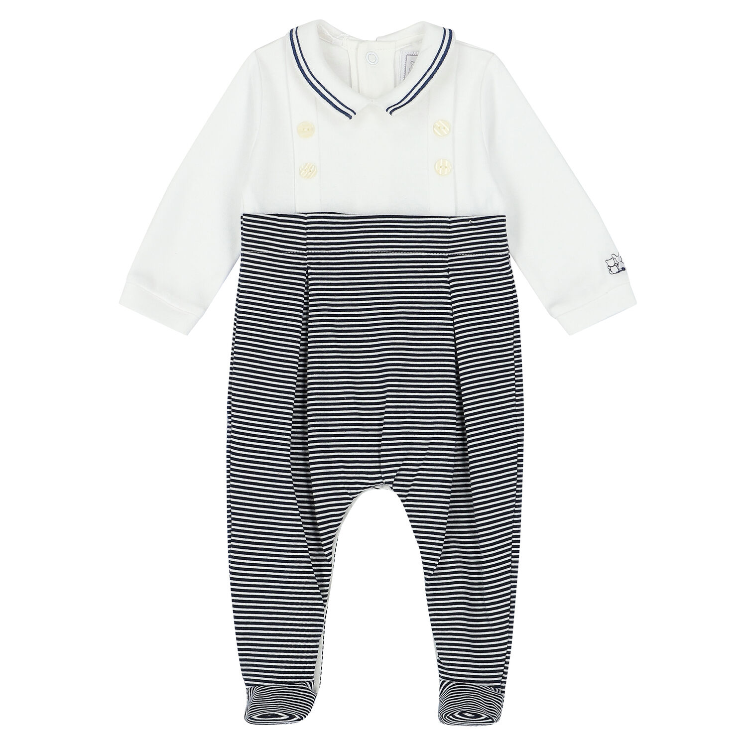 افرول مخطط باللون الأبيض والكحلي للأولاد, 1, hi-res image number null