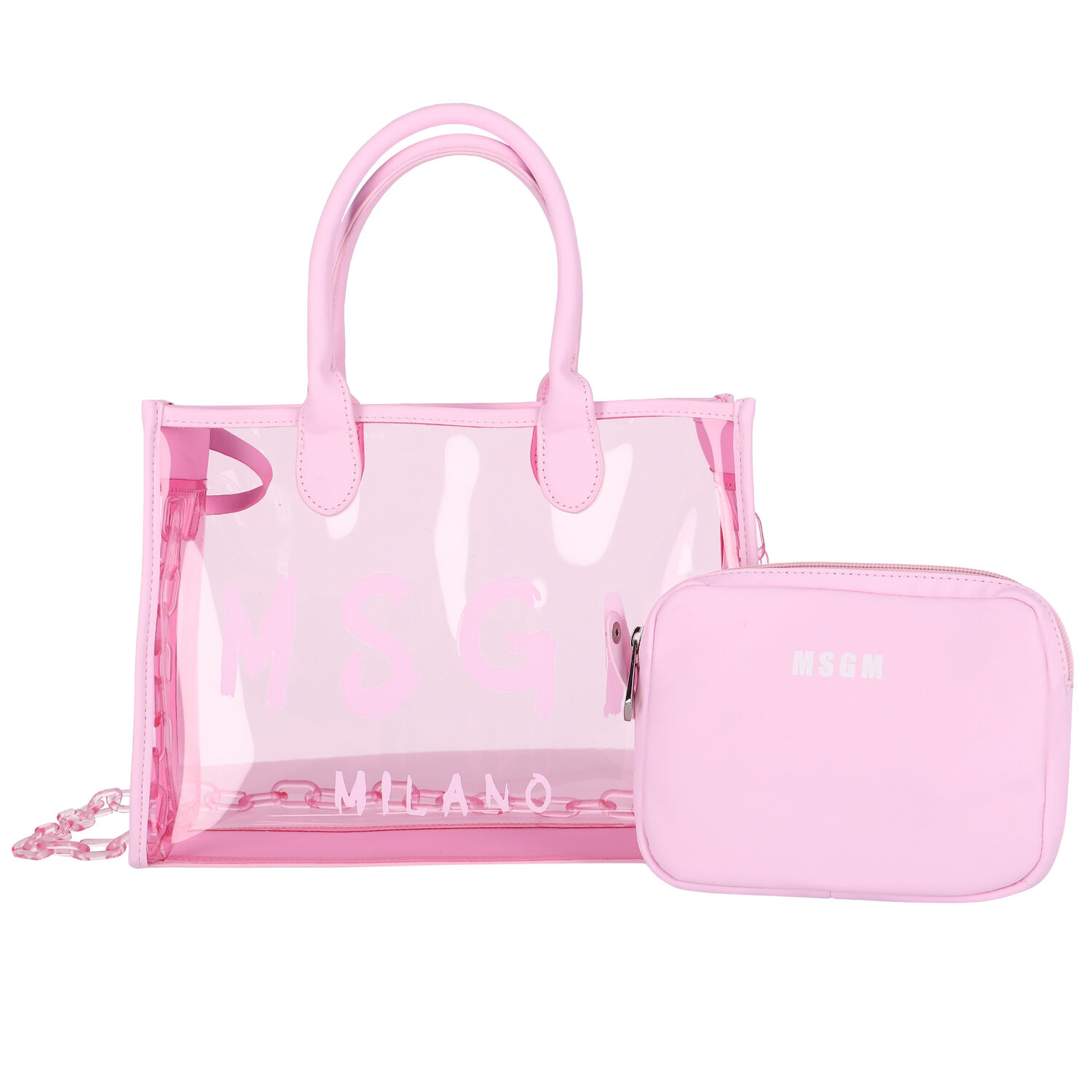 Girls Pink Logo Transparent Tote Bag, 1, hi-res
