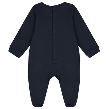 Baby Boys Navy Blue Logo Babygrow