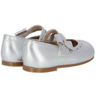 Girls Silver Embellished Bow Shoes, 1, hi-res
