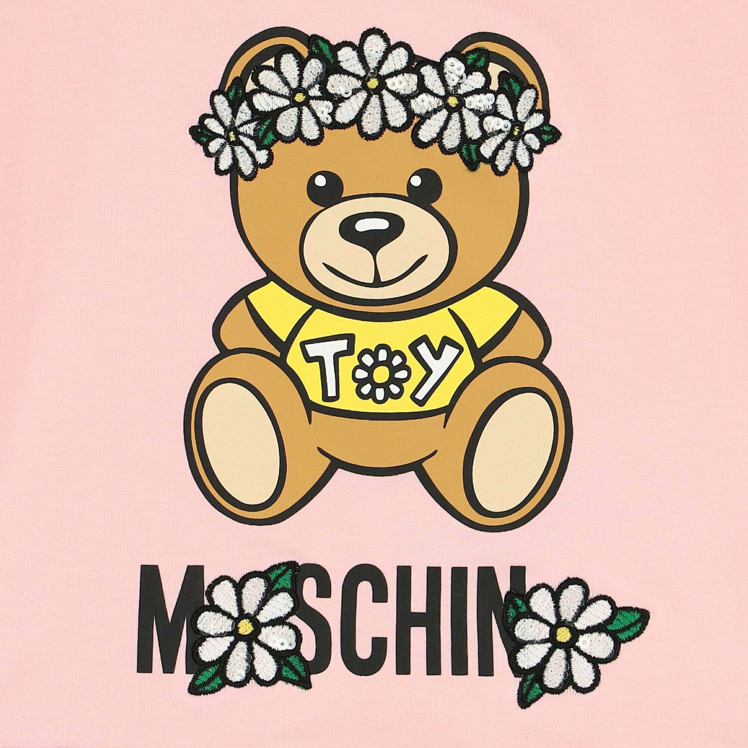 Younger Girls Pink Teddy T-Shirt, 1, hi-res