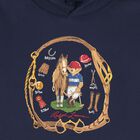 Boys Navy Blue Polo Bear Hooded Top, 1, hi-res