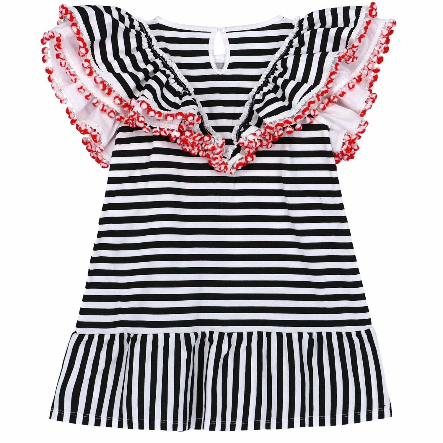 فستان جيرسي بناتي باللون الابيض و الاسود, 1, hi-res image number null