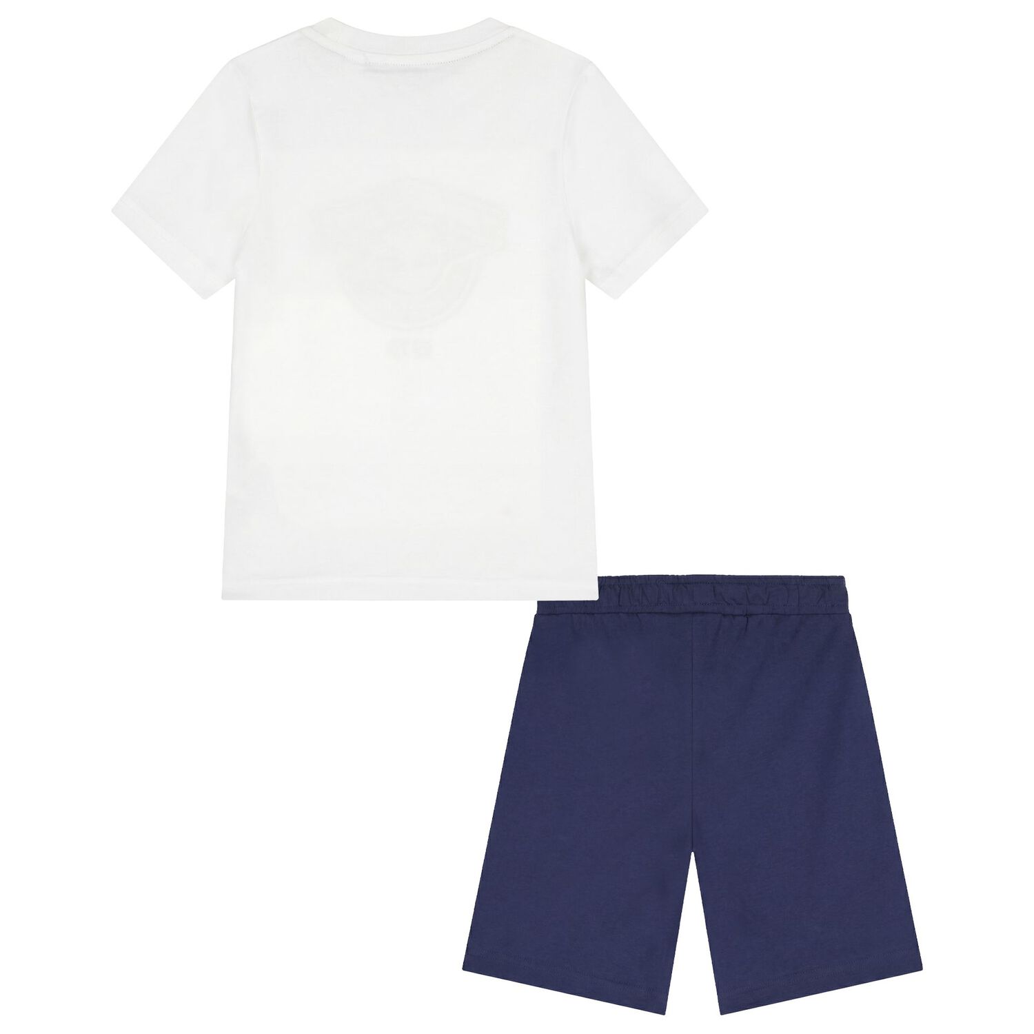 Boys White & Navy Blue Logo Shorts Set, 2, hi-res