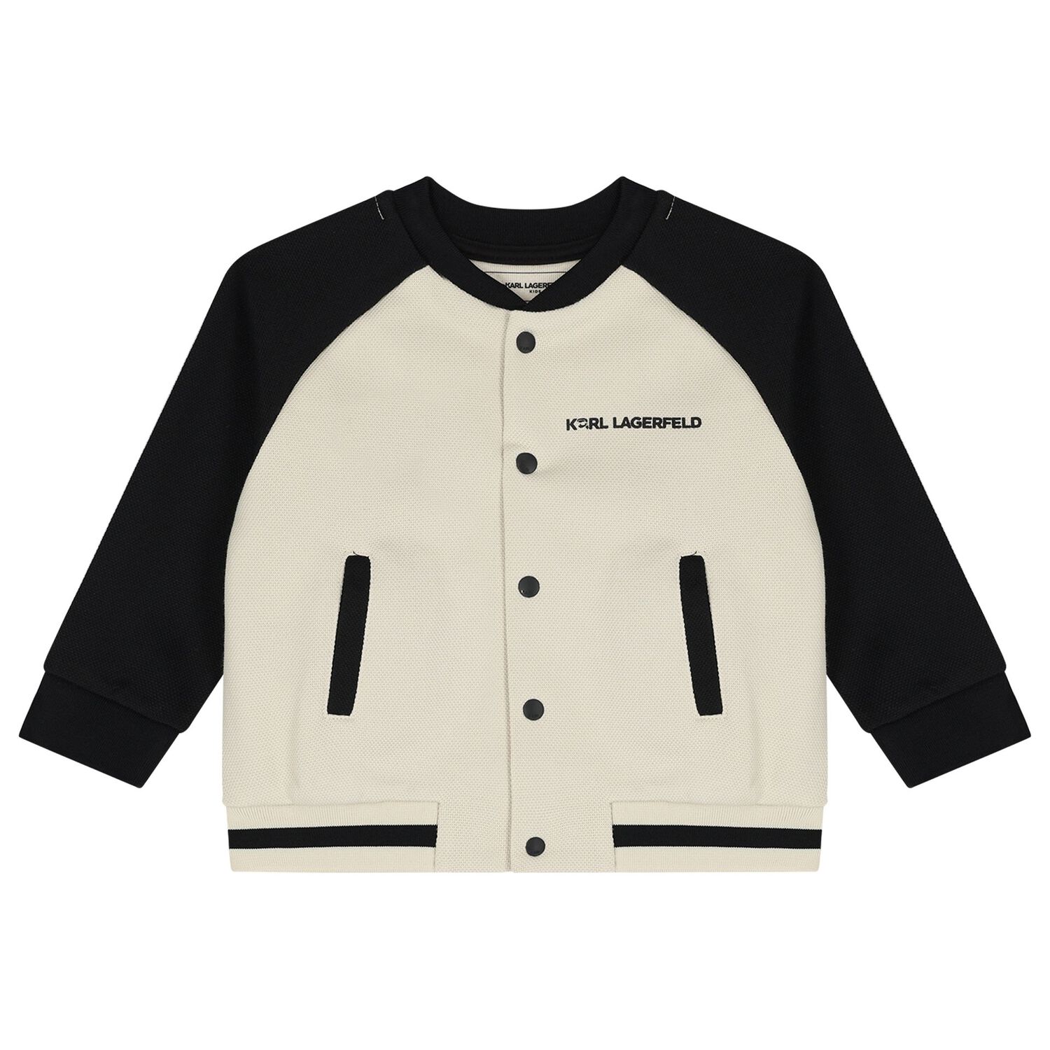 Younger Boys Black, Beige & White Logo Tracksuit Set, 1, hi-res