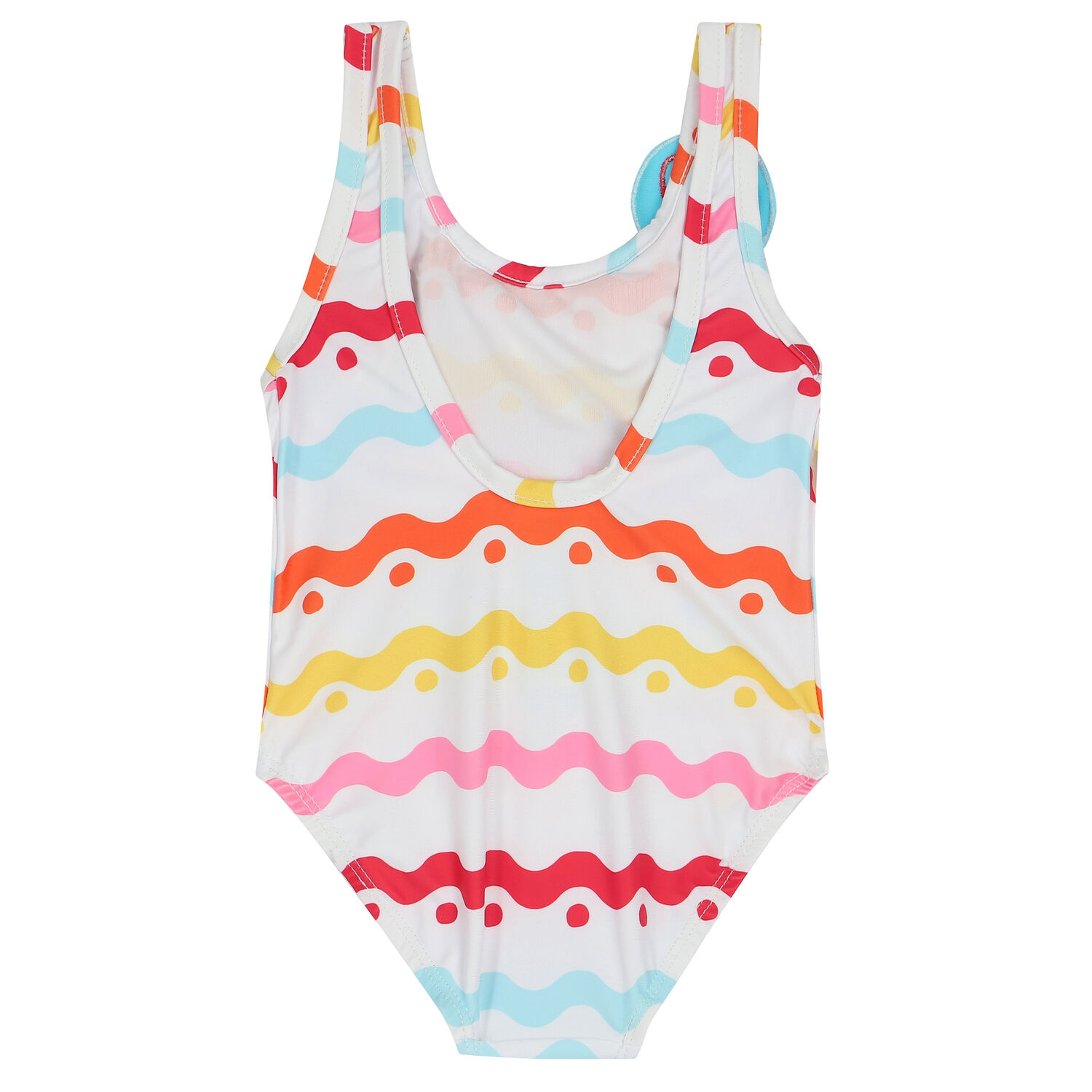 Girls White Squiggle Swimsuit, 1, hi-res