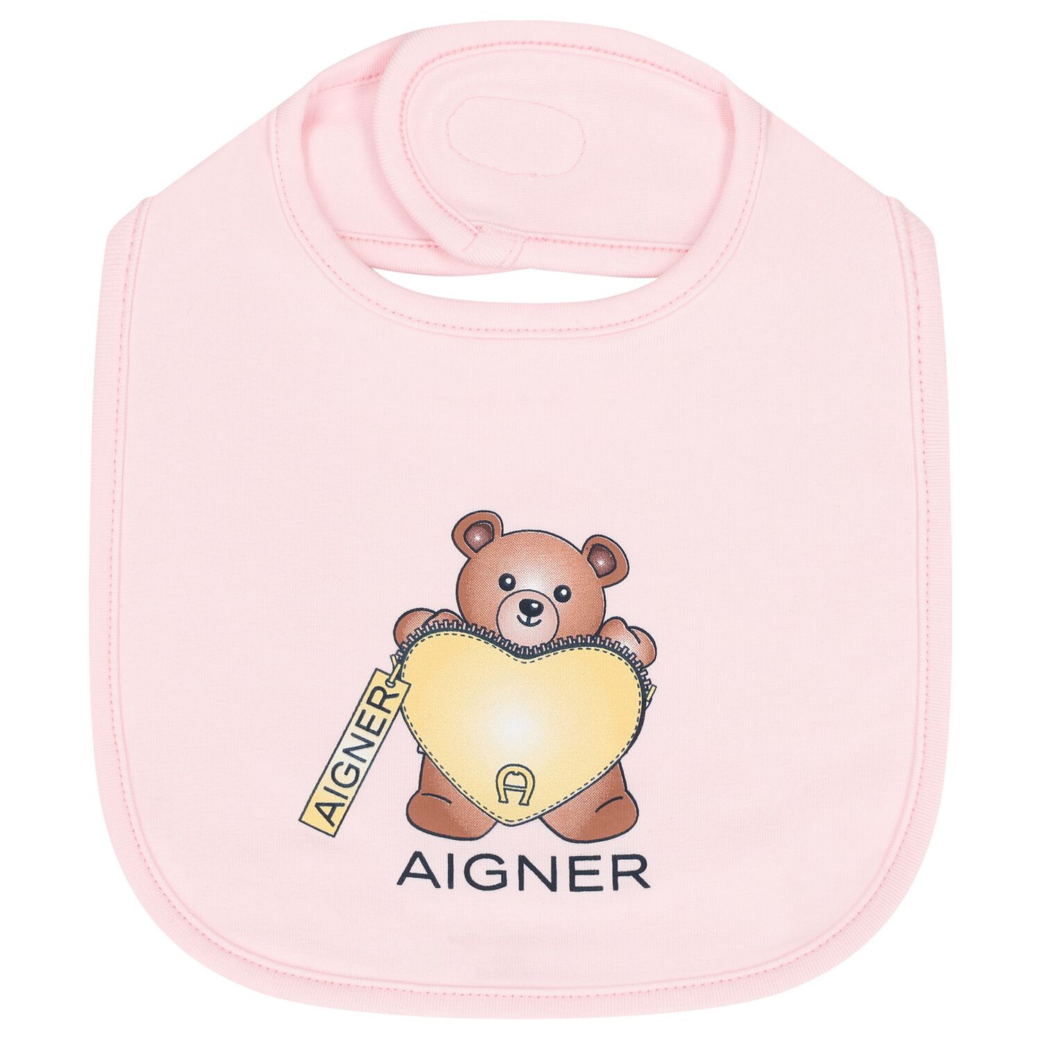 Baby Girls Pink Teddy Bear Logo Bib, 1, hi-res
