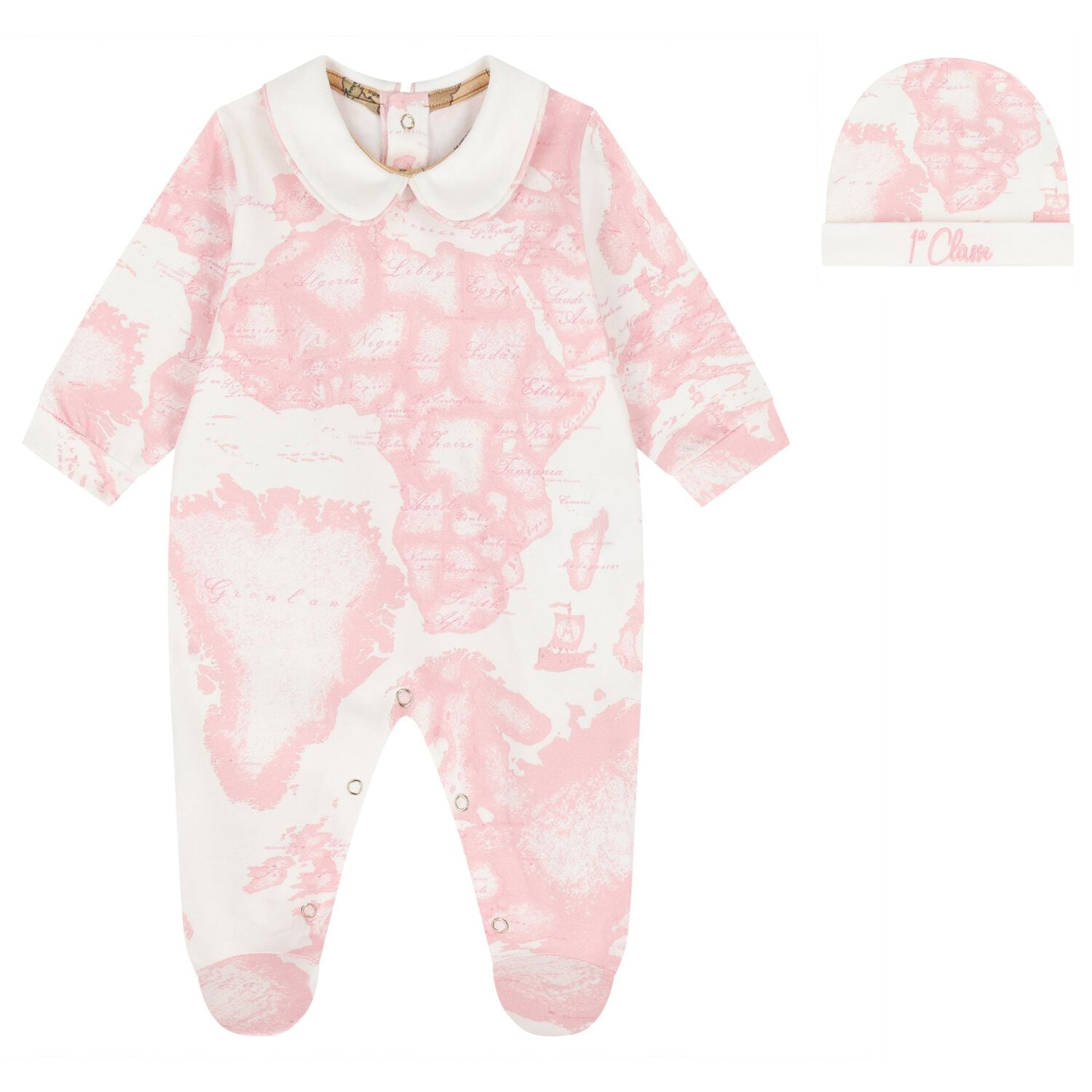 Baby Girls Ivory & Pink Geo Map Babygrow Gift Set, 3, hi-res