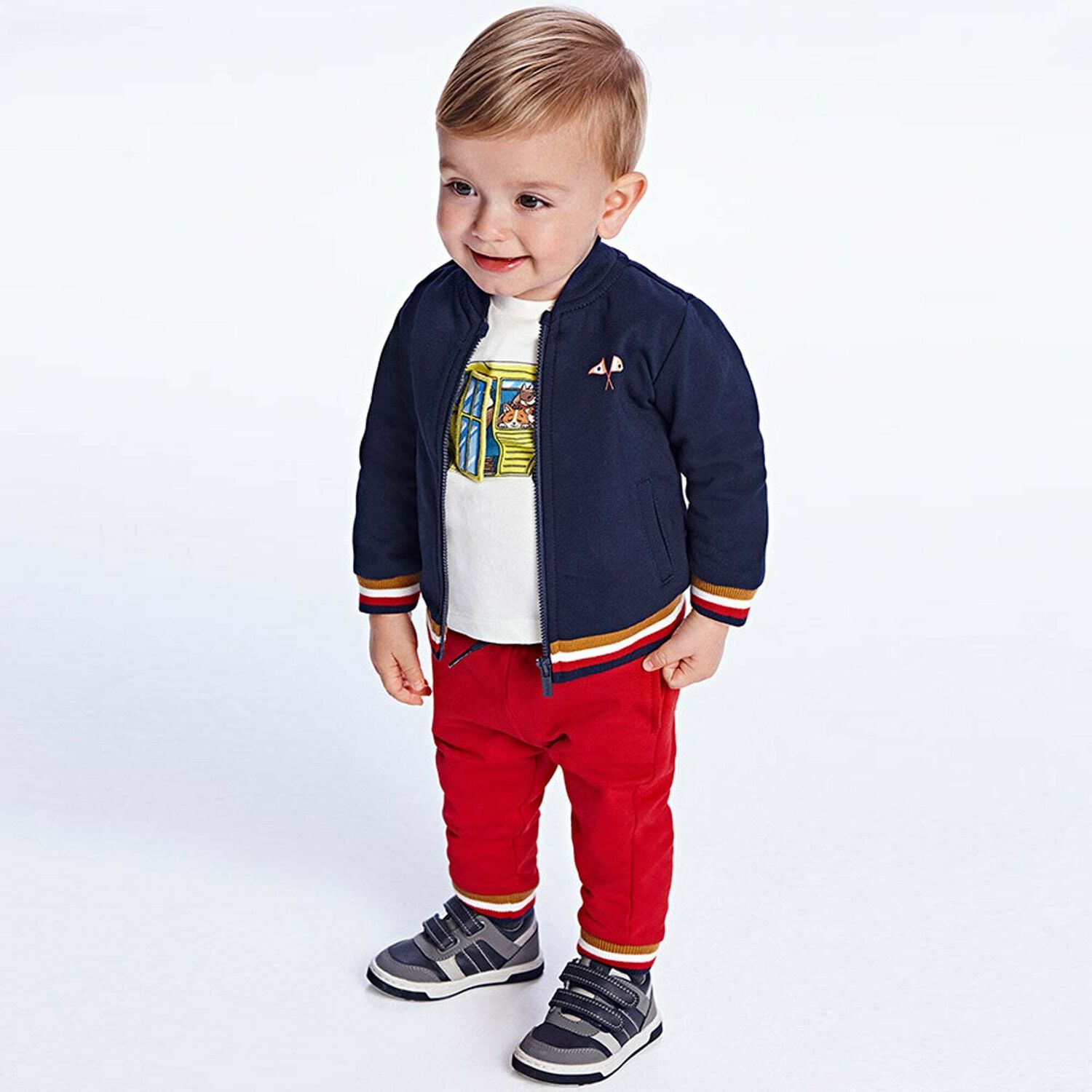 Younger Boys Navy & Red 3-Piece Tracksuit, 1, hi-res