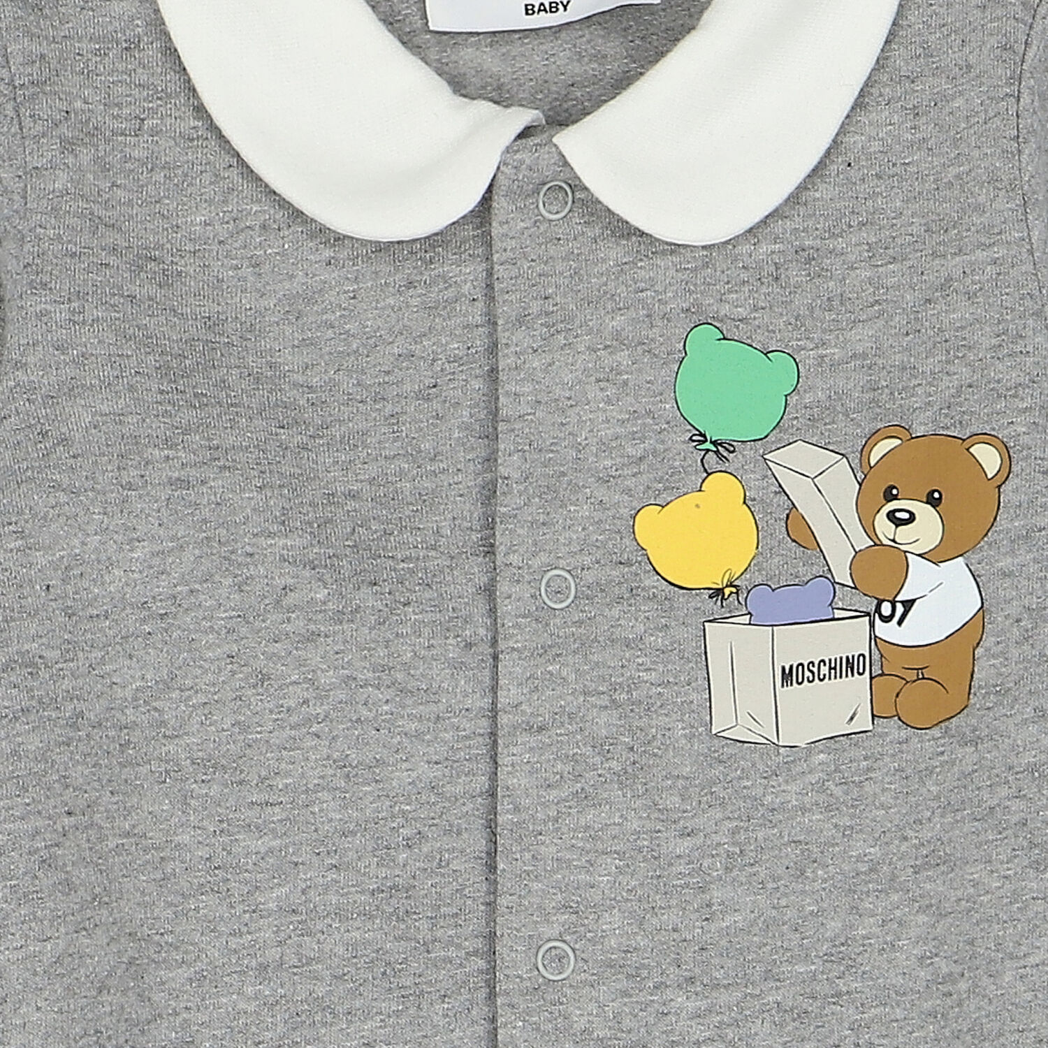 Grey Teddy Bear Logo Babygrow, 1, hi-res