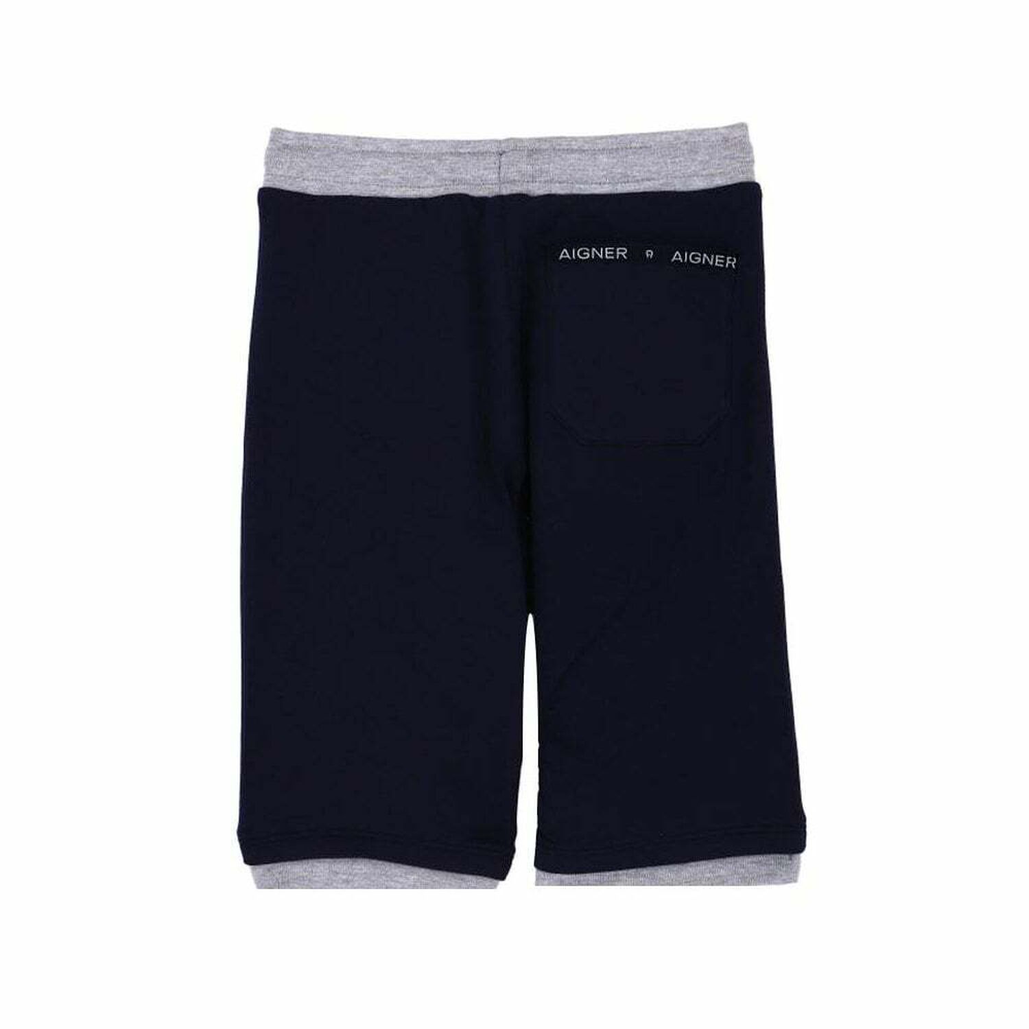 Boys Navy & Grey Jersey Shorts, 1, hi-res
