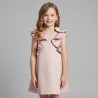 Girls Pink Satin Ruffle Dress, 4, hi-res
