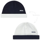 Baby Boys Navy Blue Logo Hat, 1, hi-res