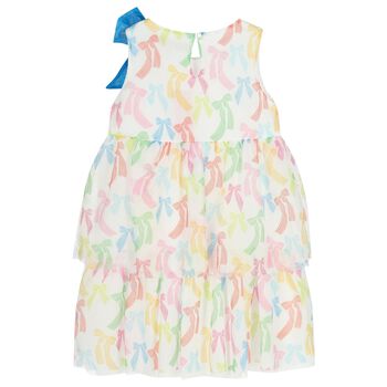 Girls Ivory Bow Tulle Dress
