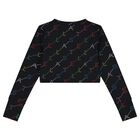 Girls Black Logo Long Sleeve Top, 1, hi-res