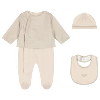 Beige Logo Babygrow Gift Set