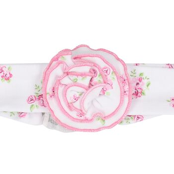 Baby Girls White & Pink Roses & Blooms Headband