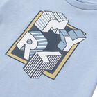 تيشيرت أولاد بالشعار باللون الأزرق, 1, hi-res