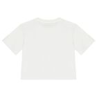 Girls White Embellished Logo T-Shirt, 1, hi-res
