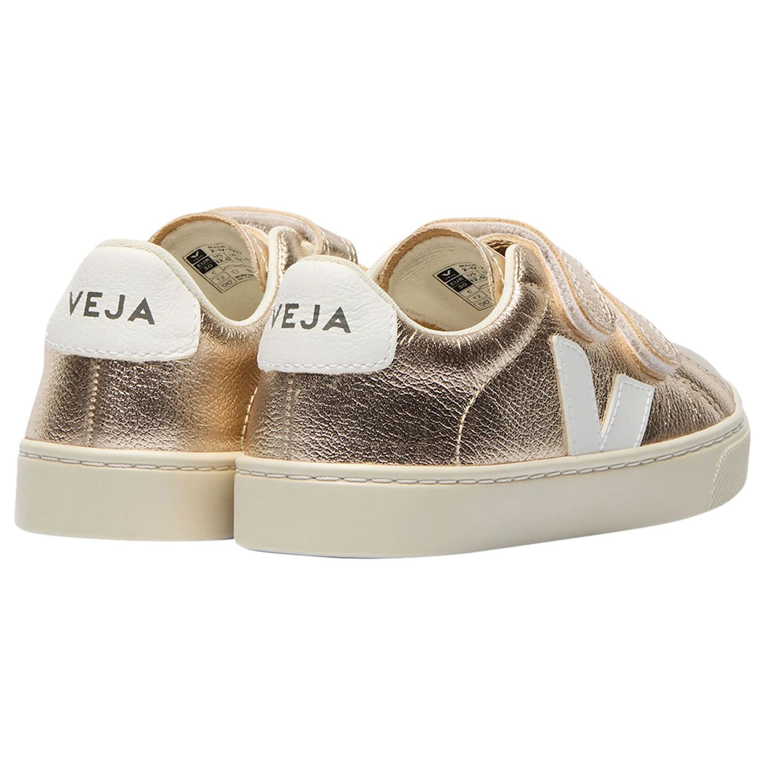 Gold & White Leather Trainers , 1, hi-res